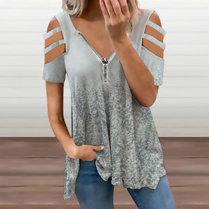 Ladies BE Zip Off Shoulder Top